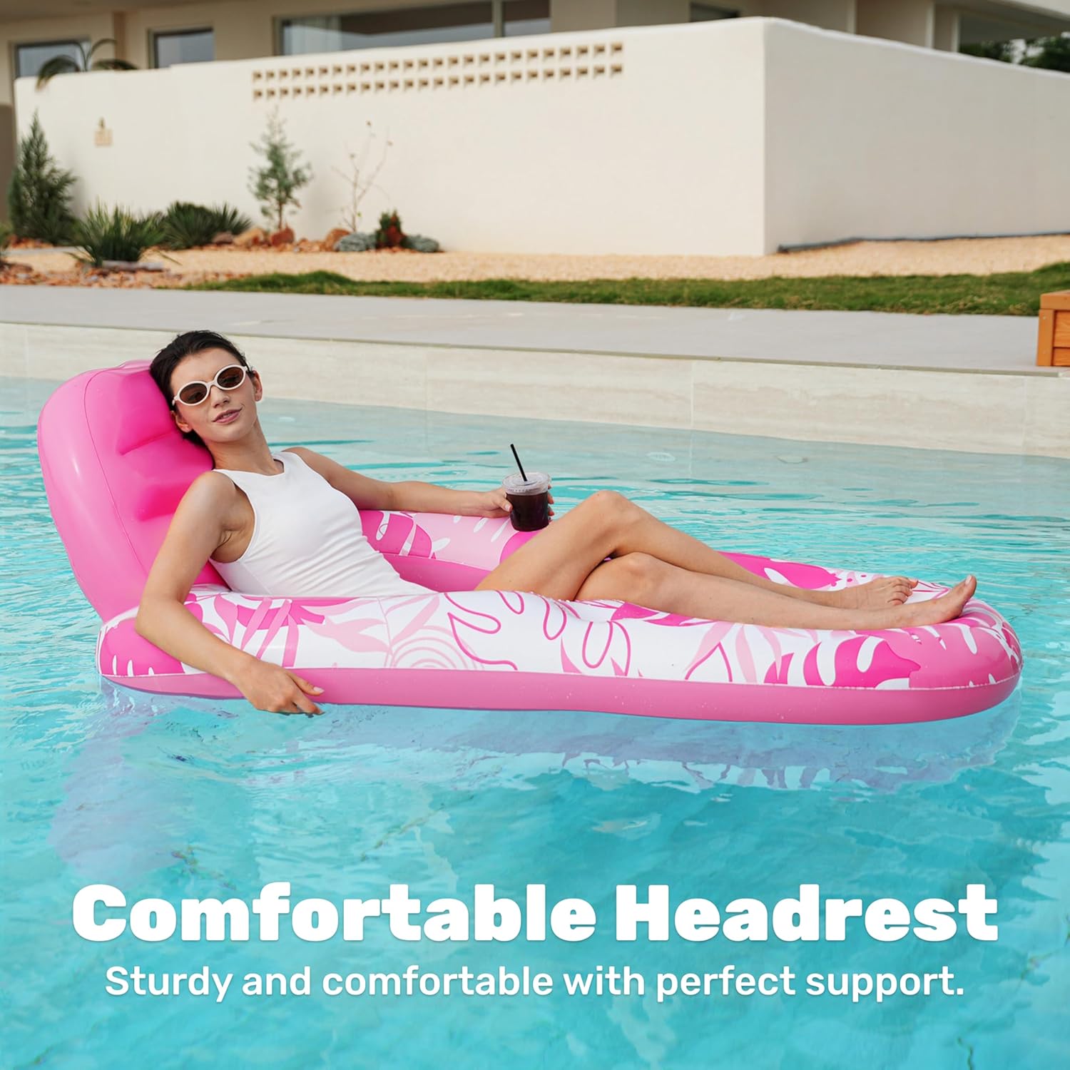 Thumbnail 5 de SLOOSH Inflatable Pool Float Lounger for Adults with Cup Holders, Foot Rest & Mesh Seat