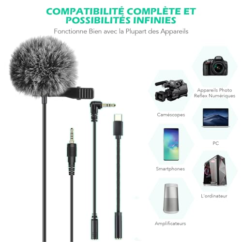 Detalle de AGPTEK Microphone PC 3.5mm Jack avec Clip et Fourrure Pare-Brise – kit polyvalent