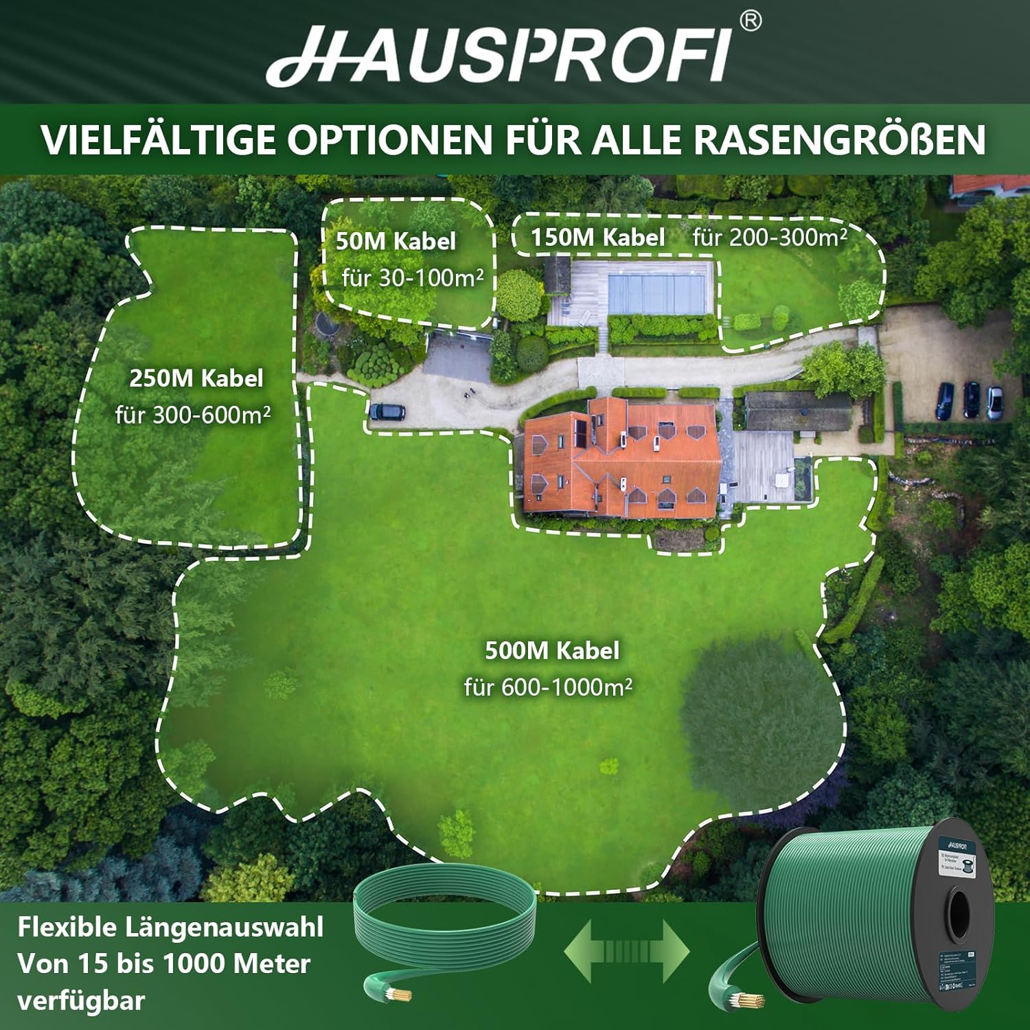 Detalle 2 de HAUSPROFI 150 m Universal Begrenzungskabel aus verzinntem Kupfer (ø 2,7 mm) für Mähroboter