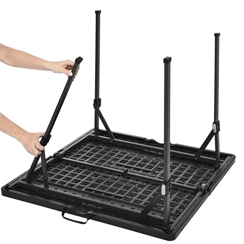 Thumbnail 4 de Amazon Basics Mesa de comedor plegable cuadrada con asa de transporte (86,1 x 86,1 x 74 cm) – portátil y ligera