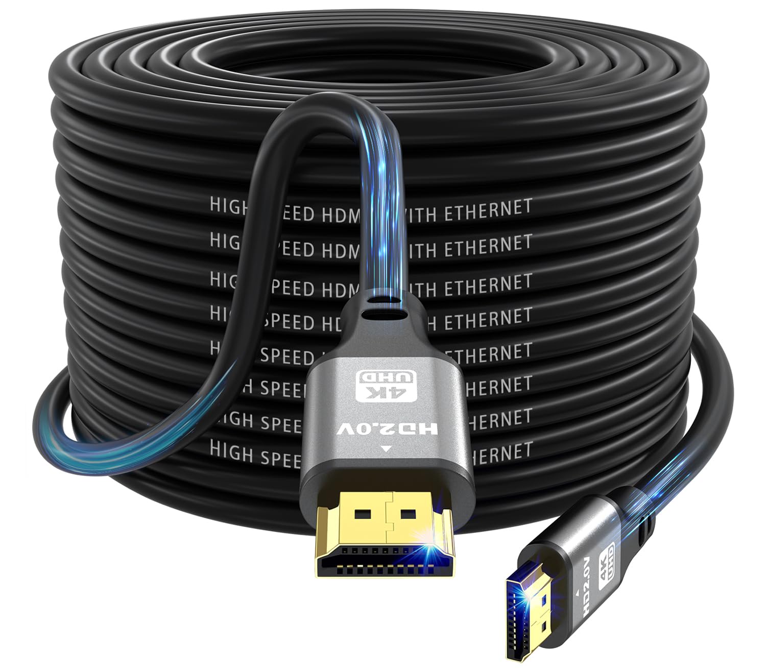 Detalle de jojobnj 4K HDMI Cable 20m (HDMI 2.0, High Speed, 4K@60Hz, ARC, HDR) – Silver