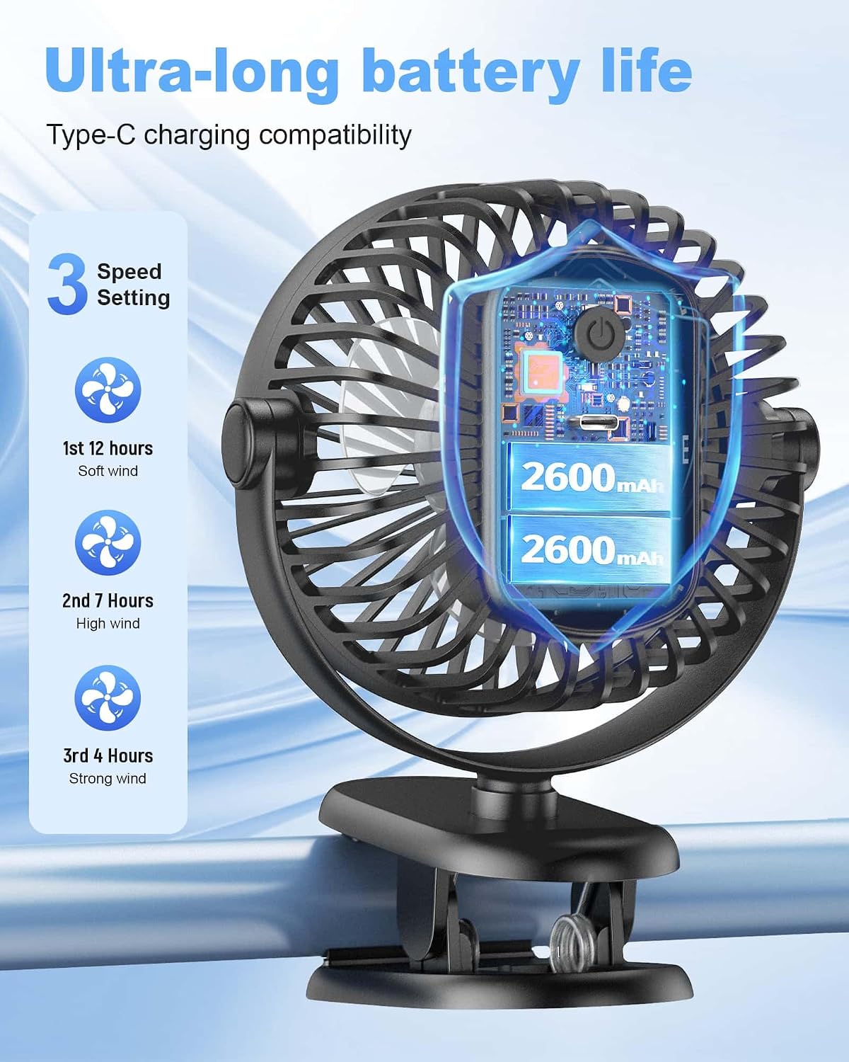 Thumbnail 4 de Portable Clip on Fan 5200mAh