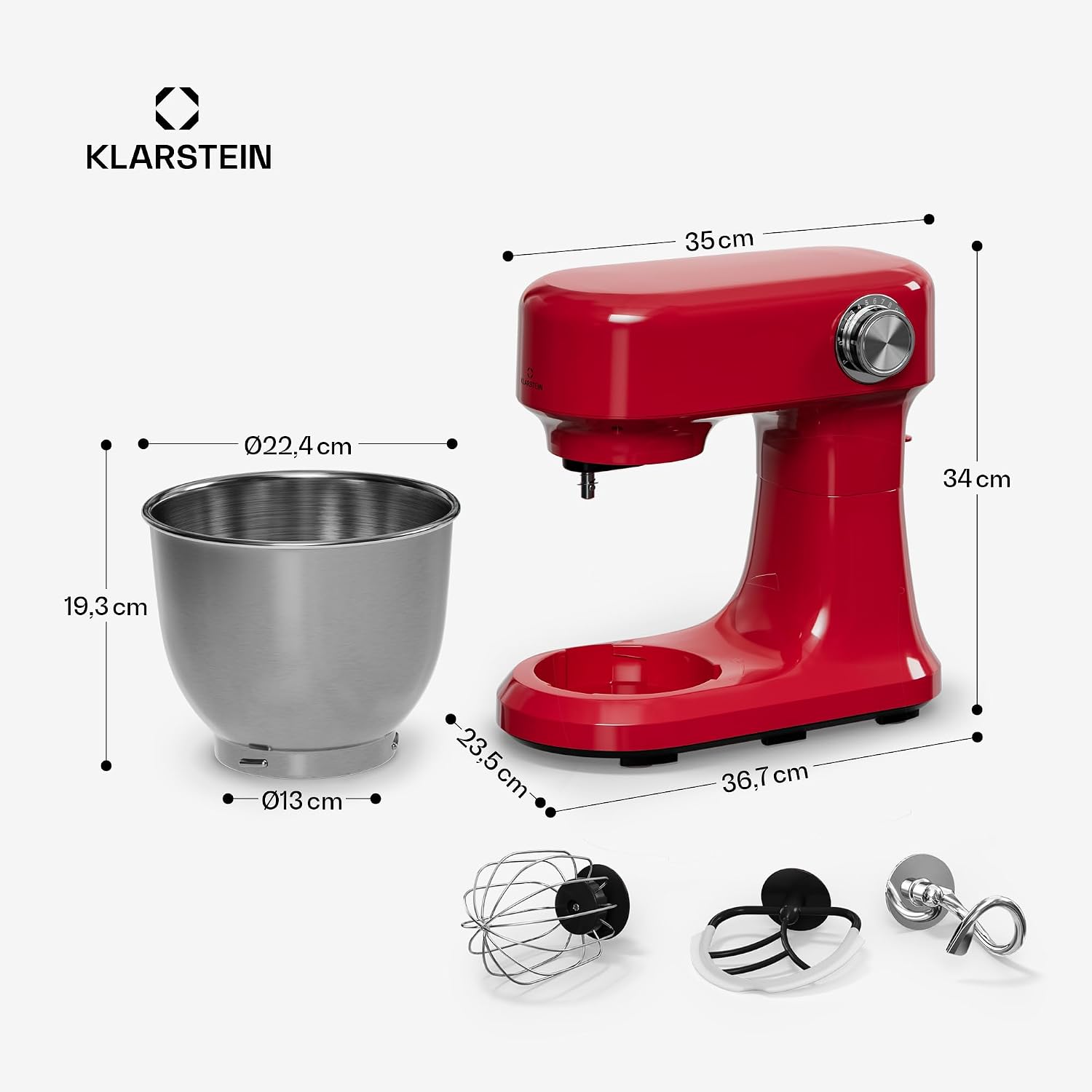 Thumbnail 6 de Klarstein Bella Evo Stand Mixer, 1,500 W, 5-litre Bowl, 12 Speeds