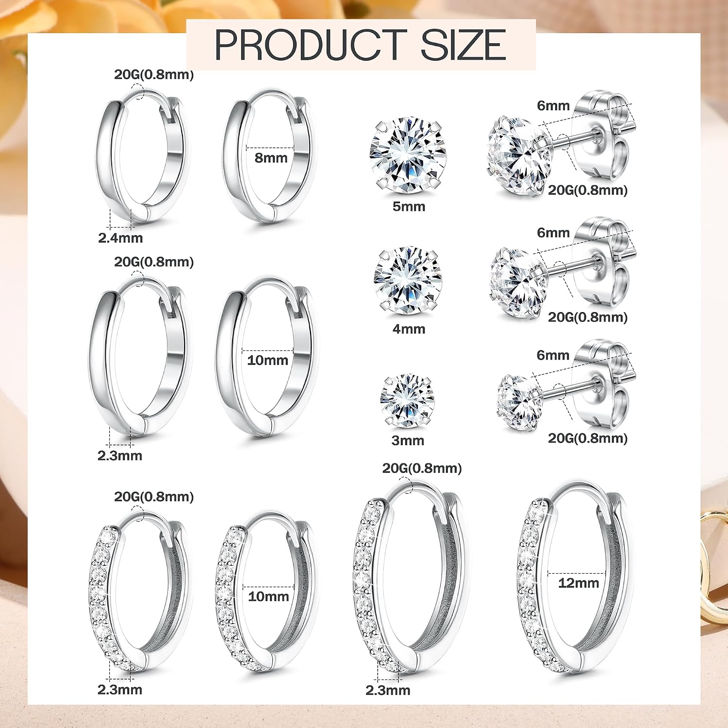 Thumbnail 1 de Ohrstecker-Set aus 316L für 7 Paar Piercings