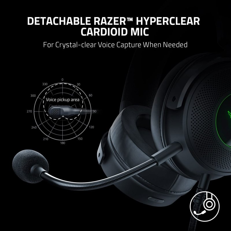 Detalle de Razer Kraken V3 Hypersense 🎧 Auriculares Gaming Negros