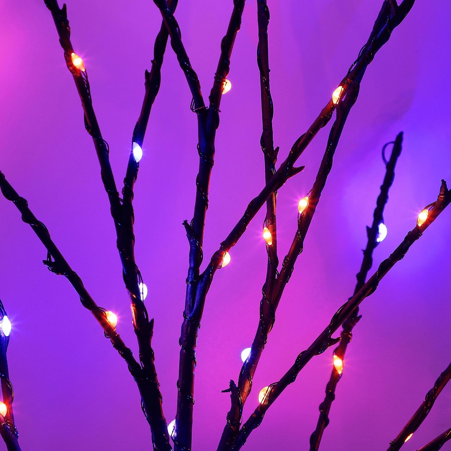 Detalle 2 de LJLNION Lighted Halloween Branches, 30-Inch Black Twigs, 100 LEDs and Timer