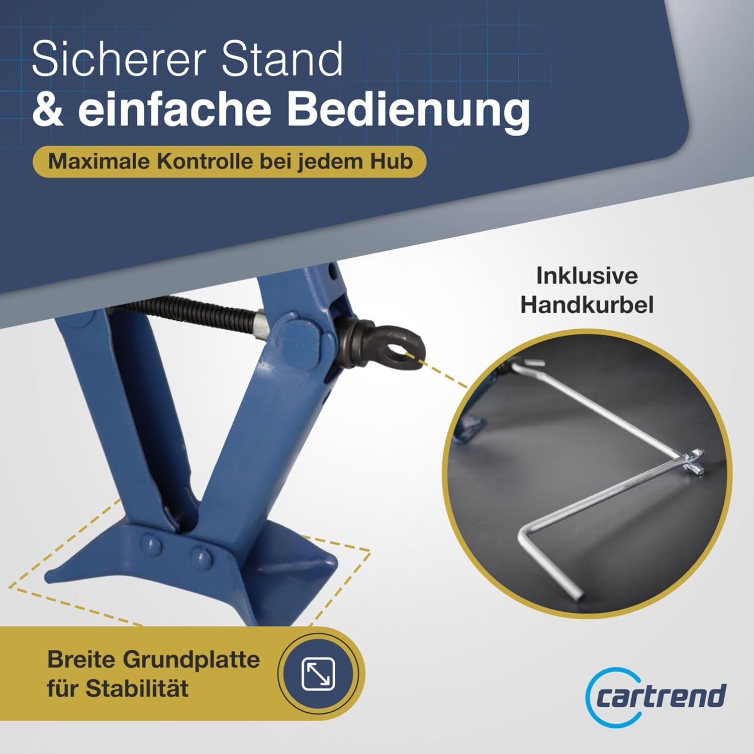 Detalle de Cartrend Scherenwagenheber – Tragkraft bis 1000 kg aus Qualitätsstahl