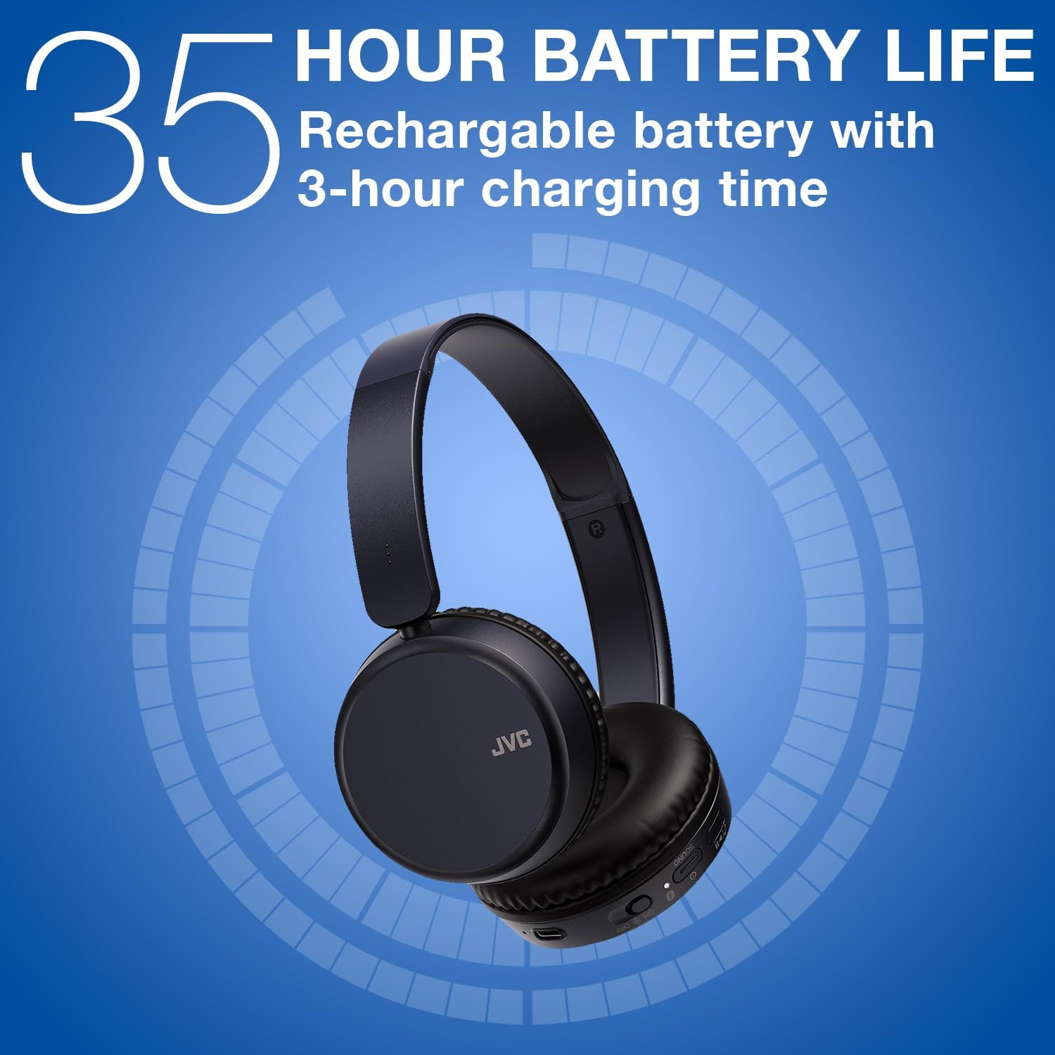 Detalle de JVC HA-Z37W-A: Bluetooth on-ear headphones with deep bass and 35h battery
