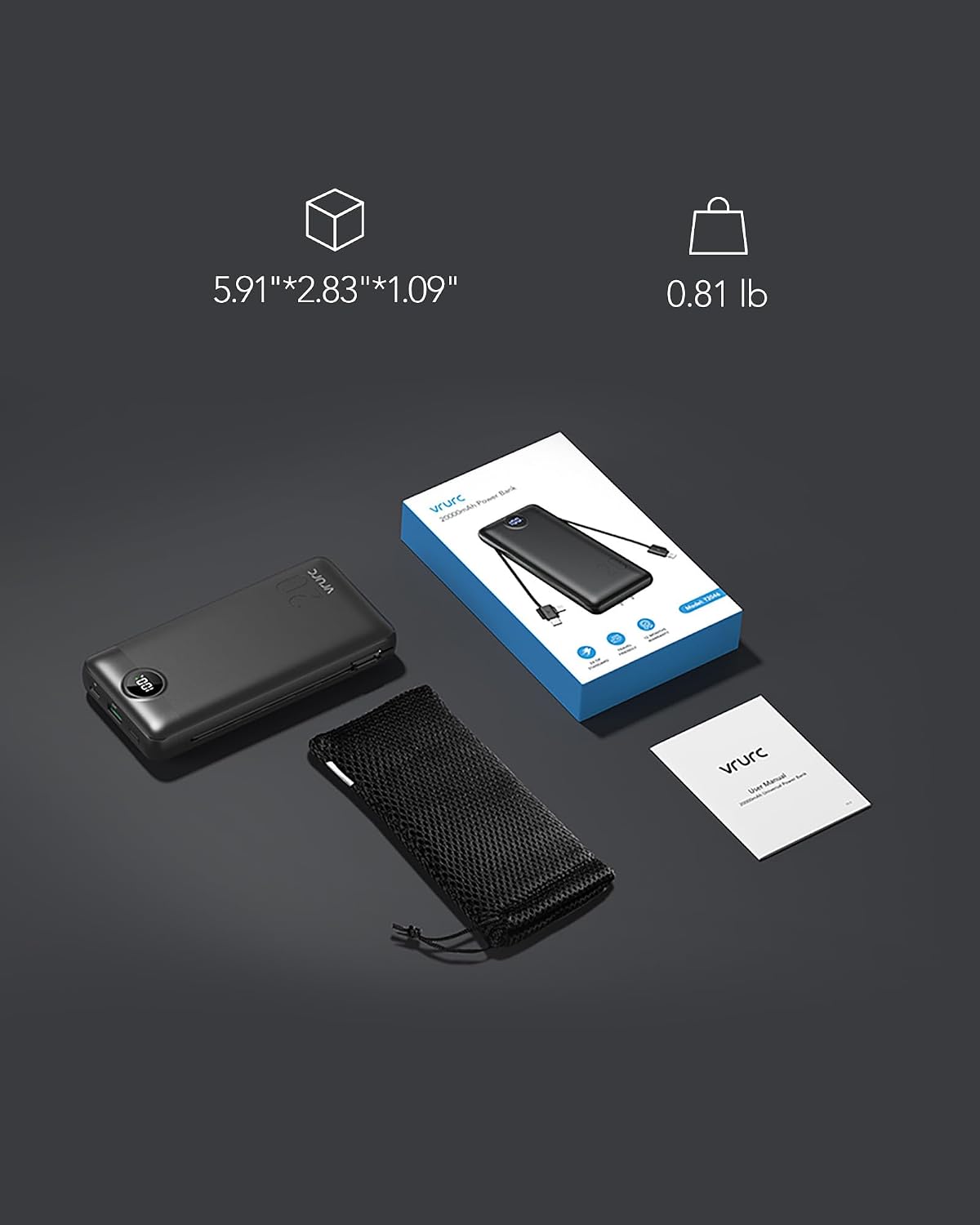 Detalle de VRURC Portable Charger 20000mAh