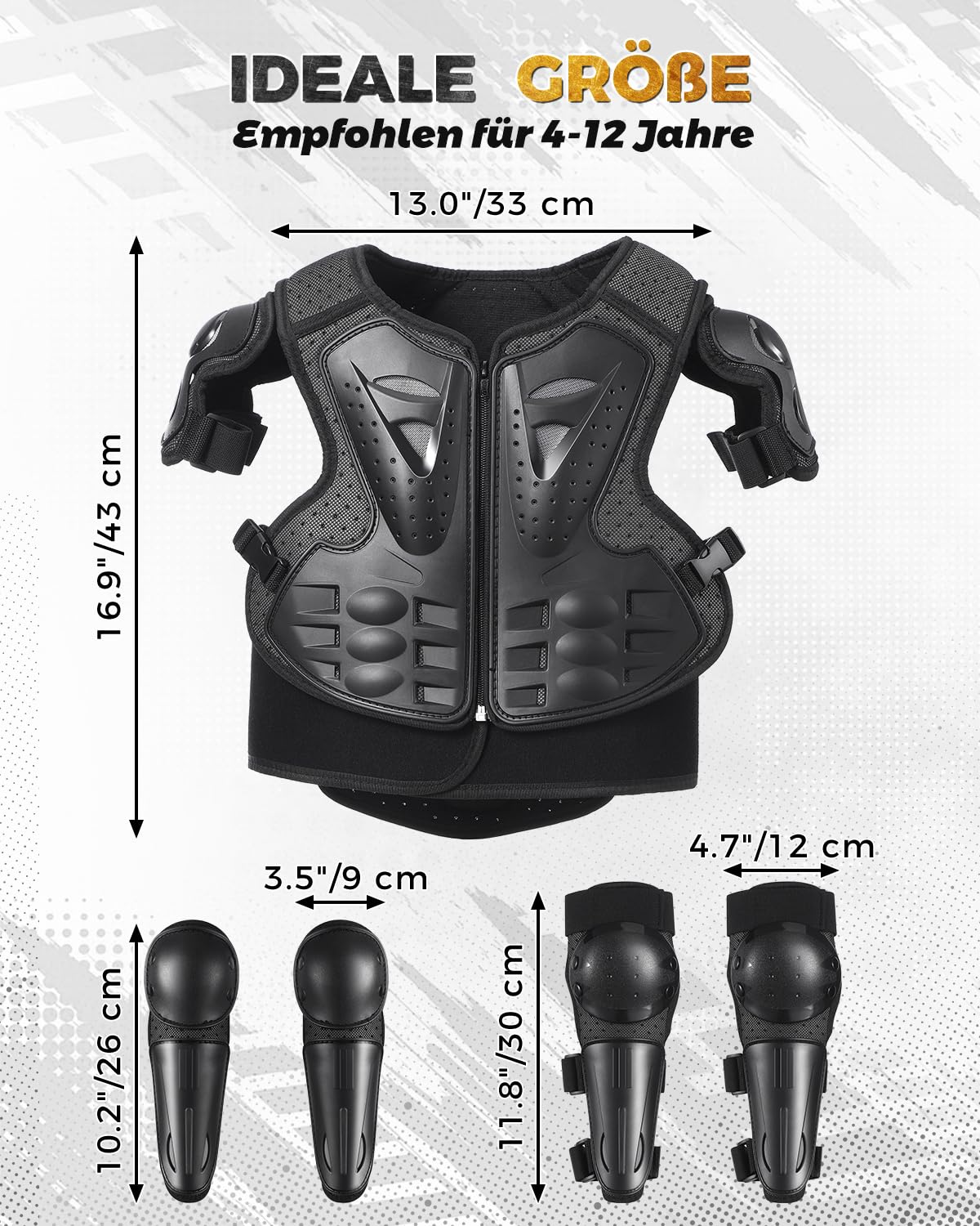 Thumbnail 6 de Kinder-Schutzset für Fahrrad, MTB und Scooter – verstellbar, Brustpanzer, Knie- und Ellenbogenschutz