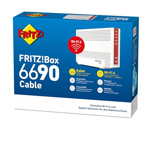 Detalle de FRITZ!Box 6690 – Kabelrouter mit DOCSIS 3.1, Wi‑Fi 6 und Mesh‑Funktion