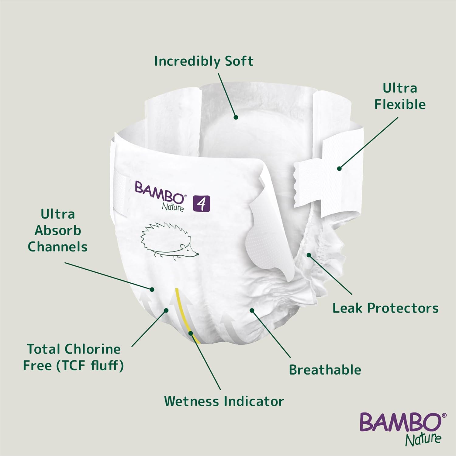 Detalle de Bambo Nature Premium Eco Nappies Size 4 (15-31lb) – 144 Pack