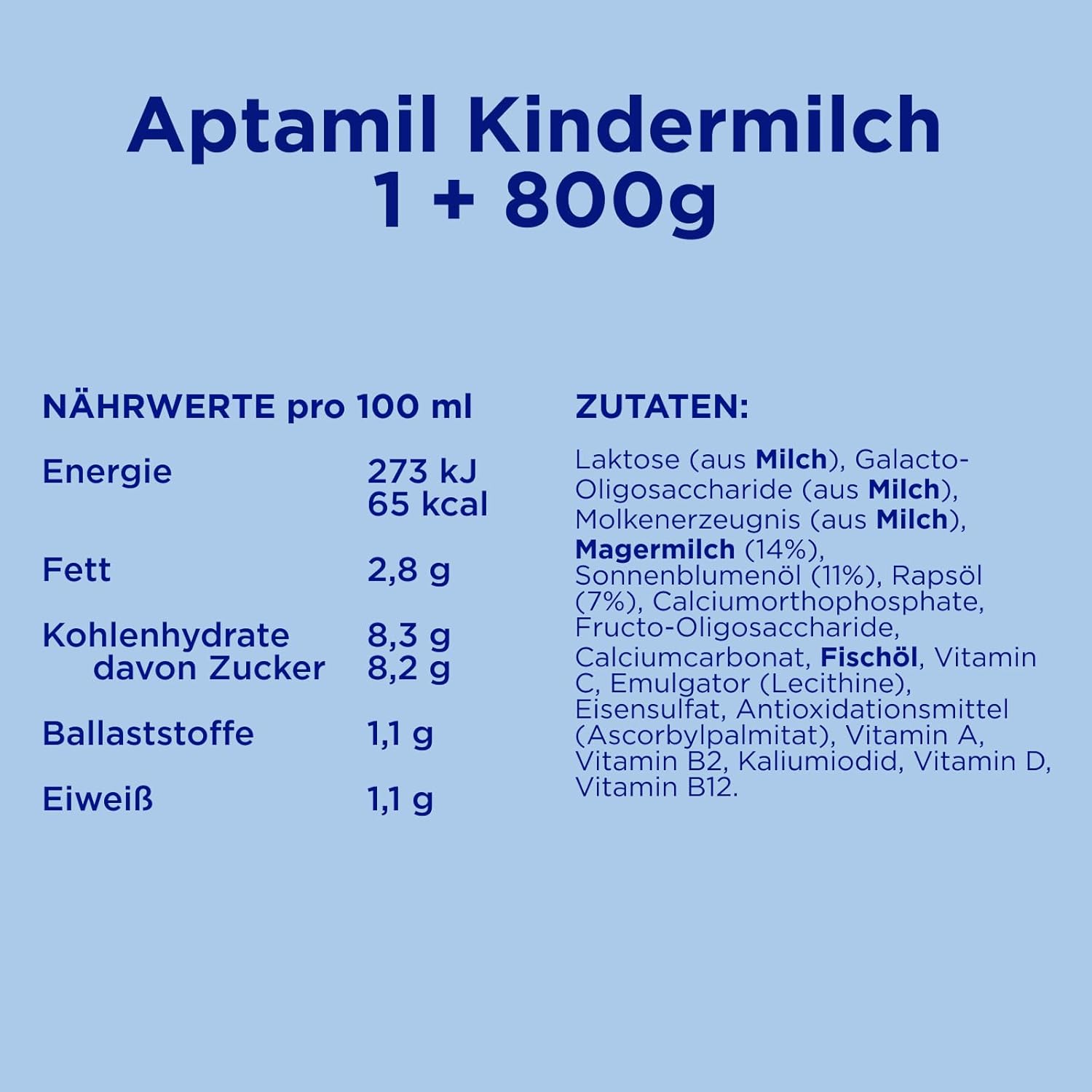 Detalle 2 de Aptamil Kindermilch 1 Plus ab 1 Jahr – 800 g