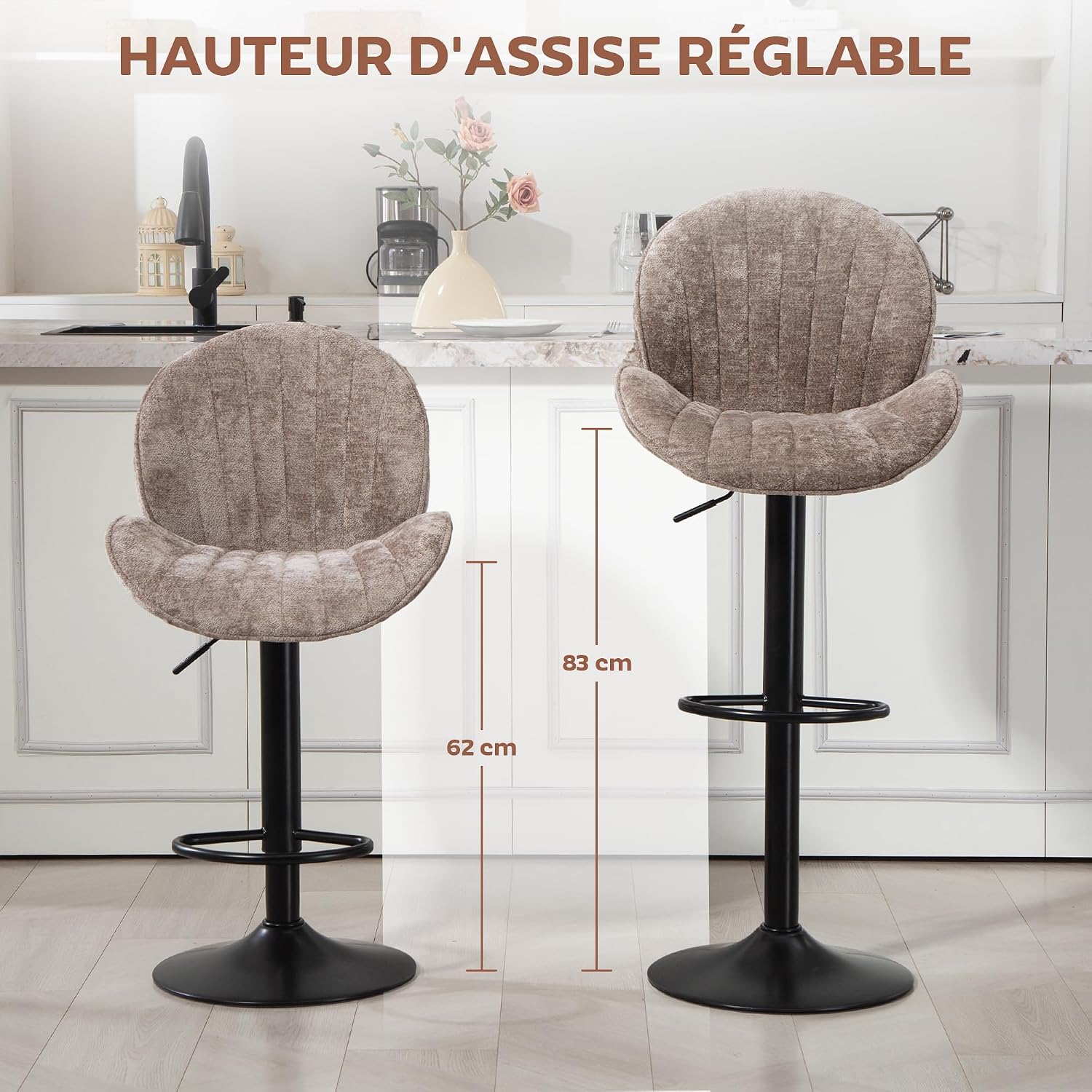 Thumbnail 2 de HOMCOM tabourets coquille réglables 62–83 cm