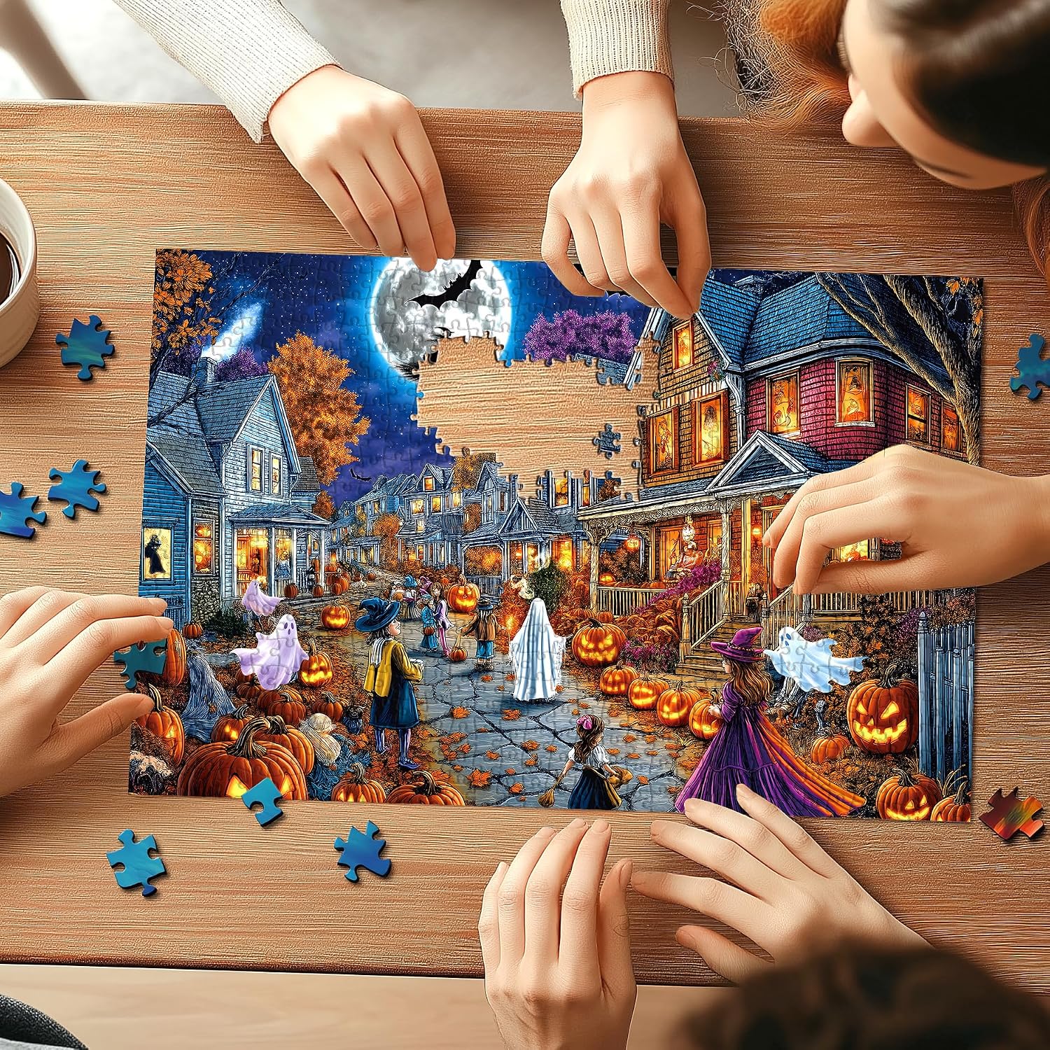 Thumbnail 4 de Halloween Village 1,000-Piece Jigsaw Puzzle for Adults, Autumn Scene and Poster