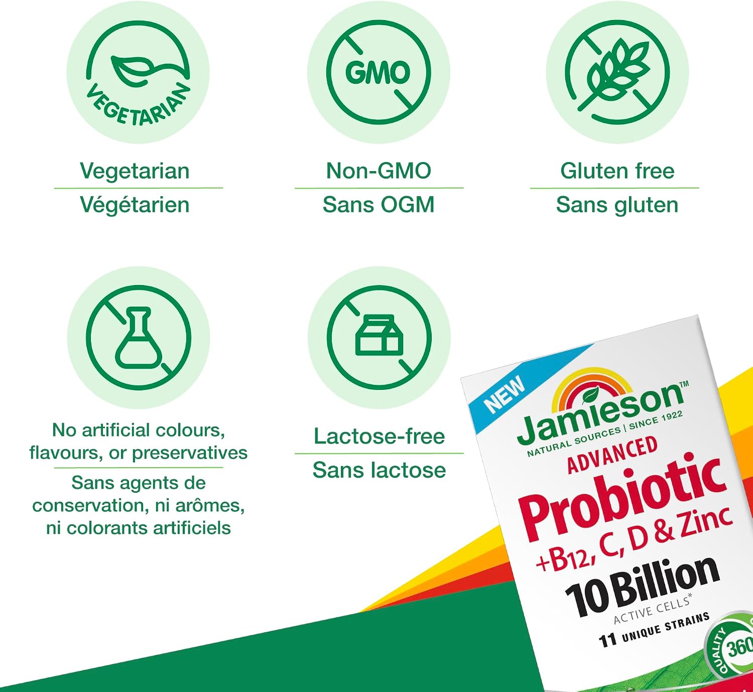 Detalle 2 de Jamieson Advanced Probiotic, 10 Billion CFU, with Vitamins C, D3, B12 and Zinc
