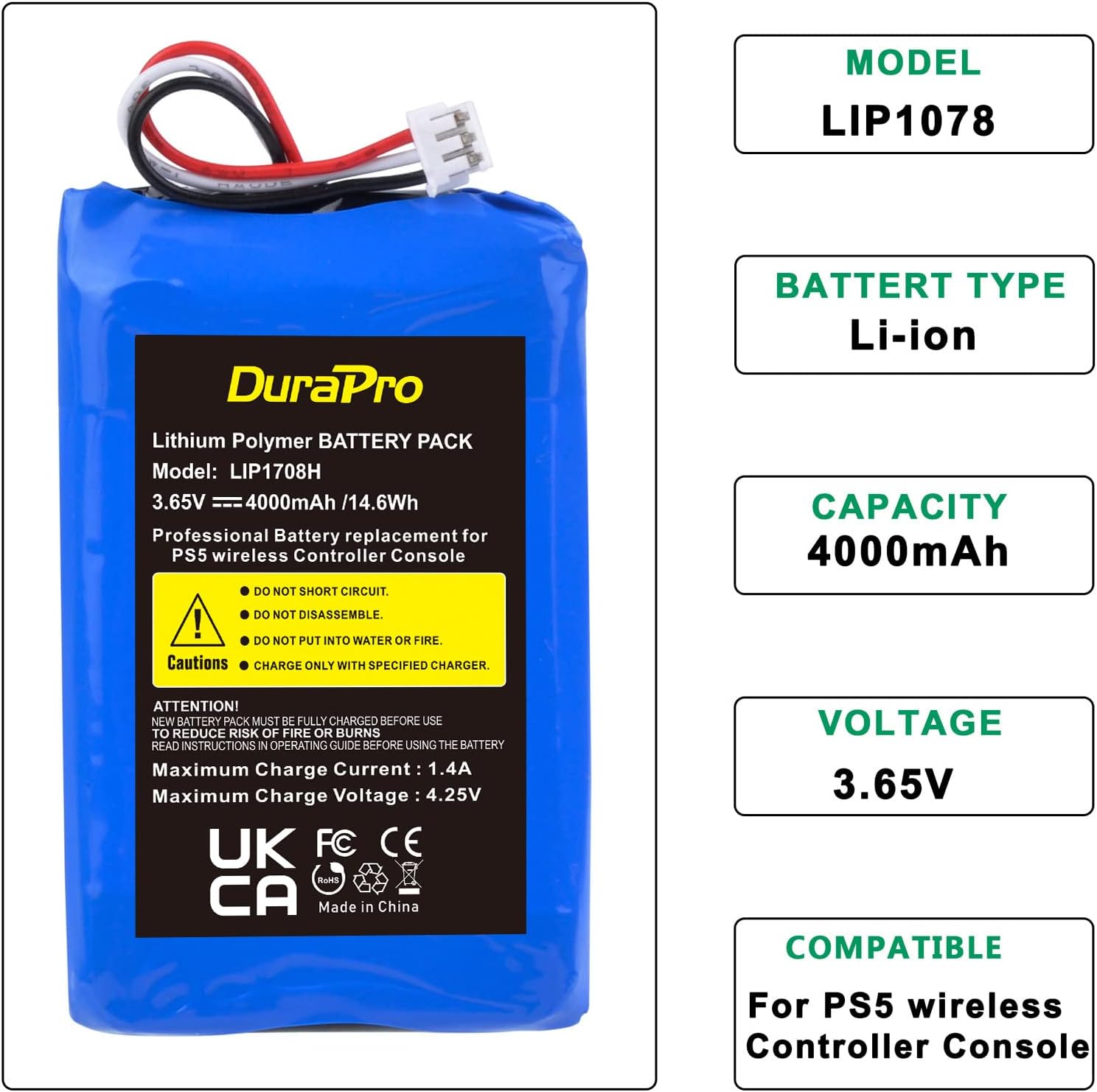 Thumbnail 5 de DuraPro LIP1078 4000mAh PS5 controller battery