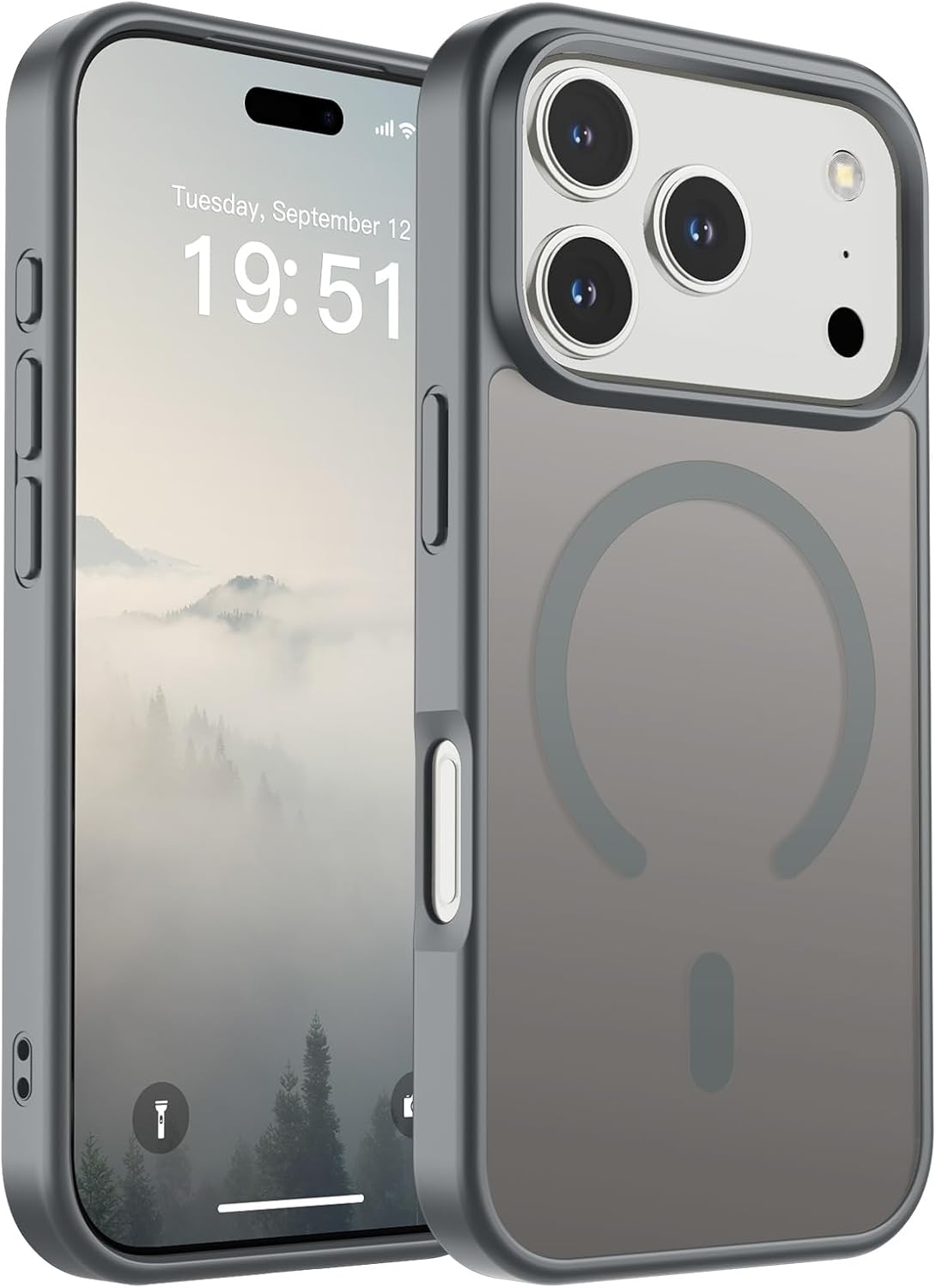 Detalle de SUPFINE Magnetic Case for iPhone 17 Pro (MagSafe Compatible) — Military-Grade Drop Protection, Matte Translucent Gray