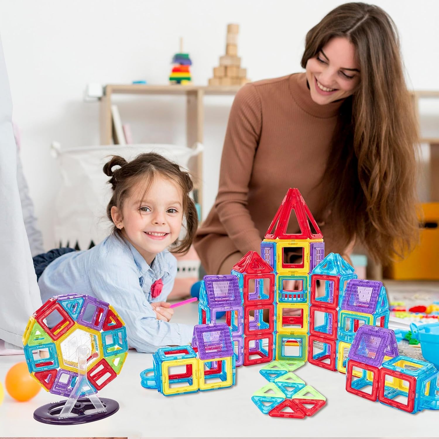 Thumbnail 1 de Theefun 100 pezzi costruzioni magnetiche 3D in ABS, STEM Montessori per bambini 3–8 anni