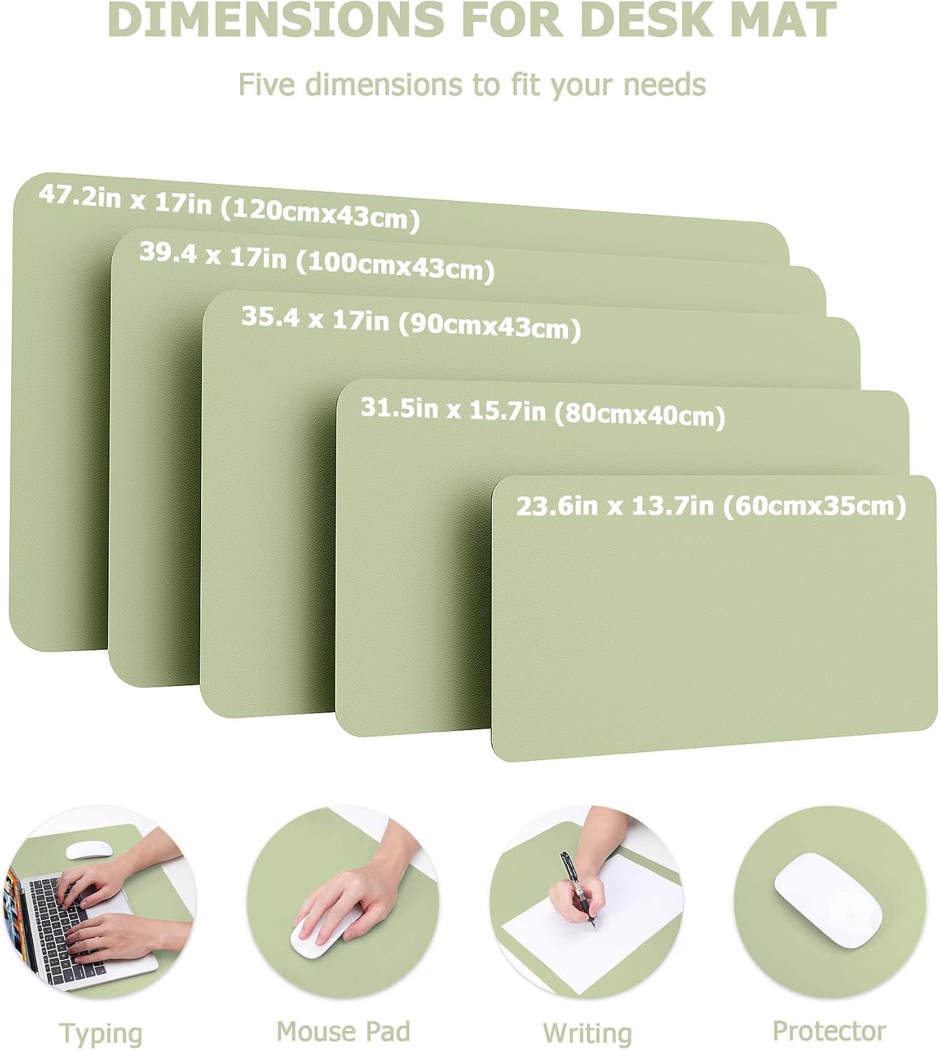 Detalle de MOLMO Non-Slip Desk Mat (Matcha Green), waterproof leather desk pad, 60 x 35 cm