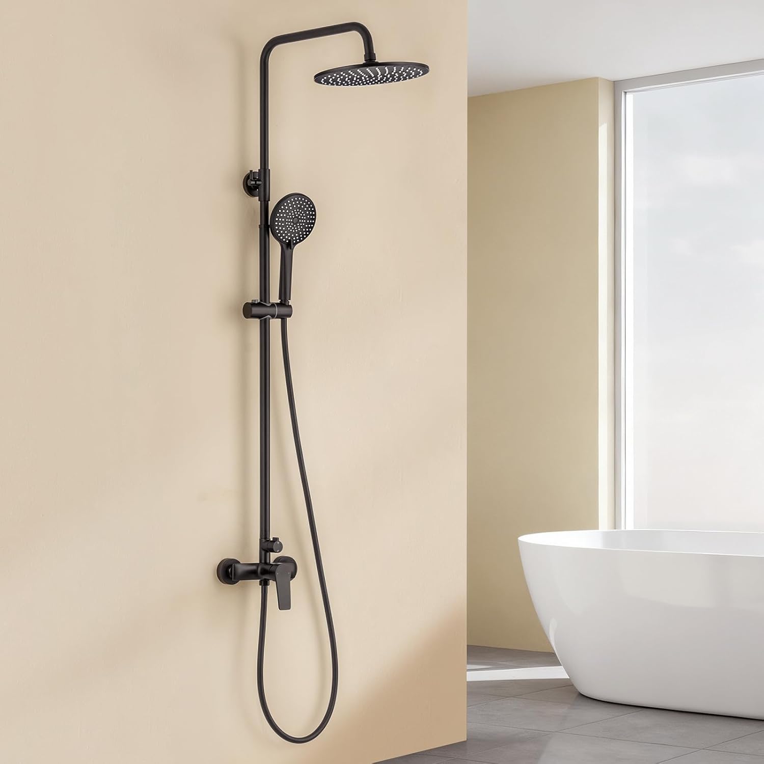 Thumbnail 6 de Auralum Colonna Doccia completa con Miscelatore, Asta Saliscendi in Acciaio inox e Soffione 25 cm – Altezza 90–130 cm