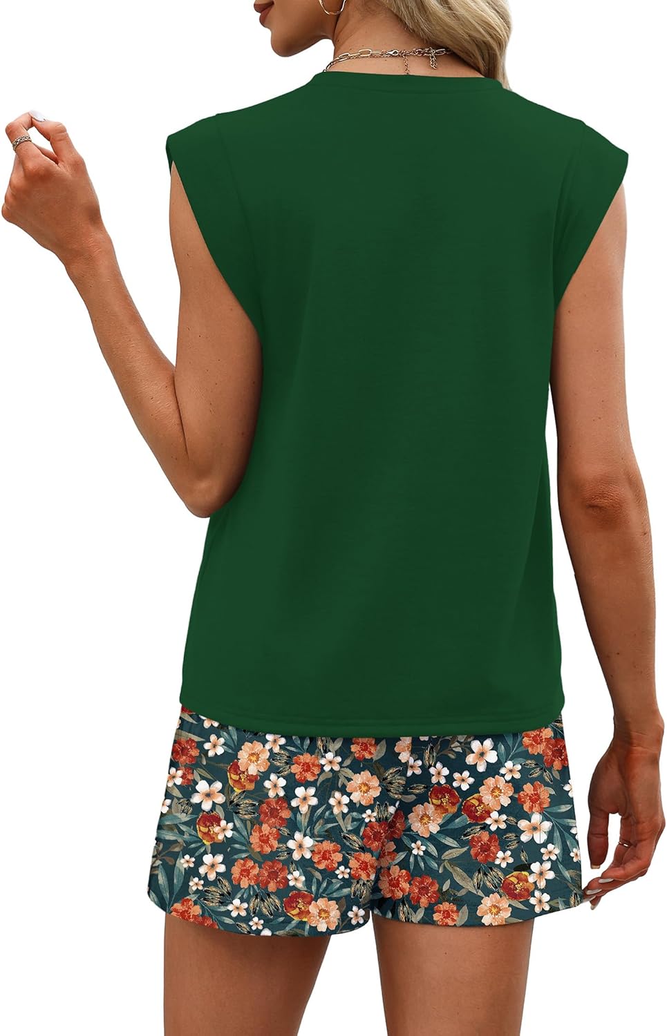 Thumbnail 4 de WIHOLL Women’s Two-Piece Short Set (Sleeveless Top + Adjustable Waist Shorts)