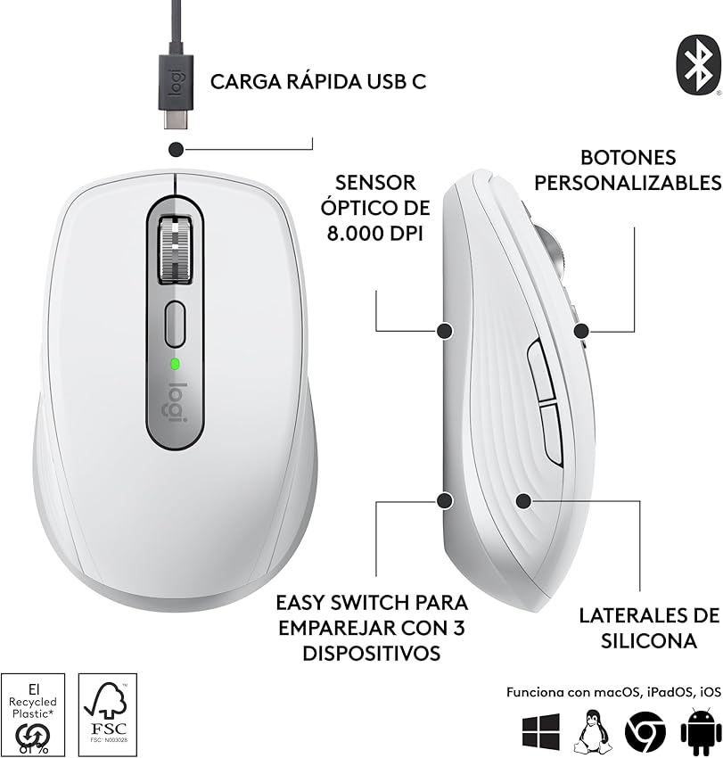 Thumbnail 6 de Logitech MX Anywhere 3S ratón inalámbrico 8K DPI