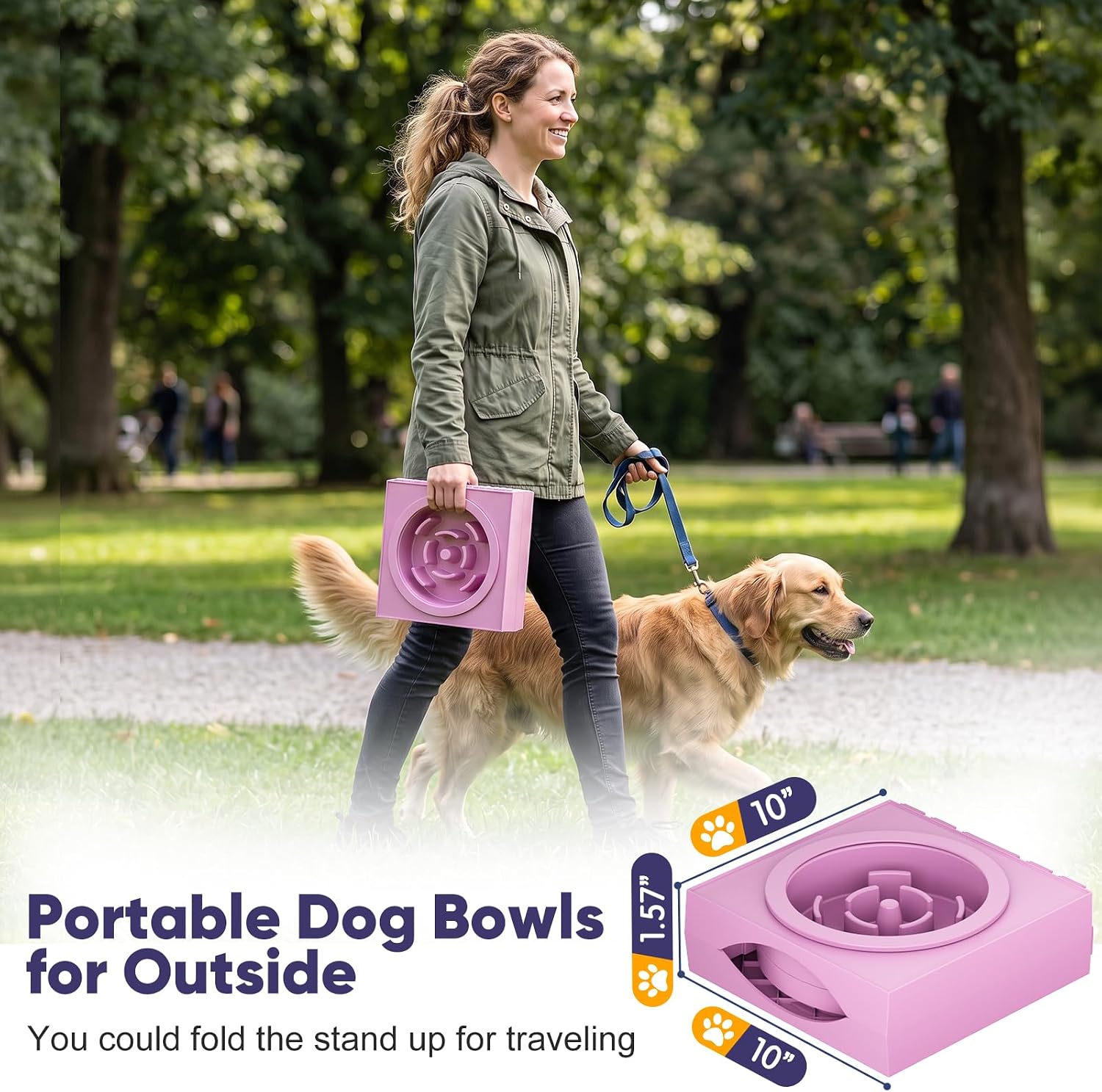 Thumbnail 6 de XiaZ C-Pink New Elevated Dog Bowl Stand with Adjustable Height and Slow-Feed Bowls