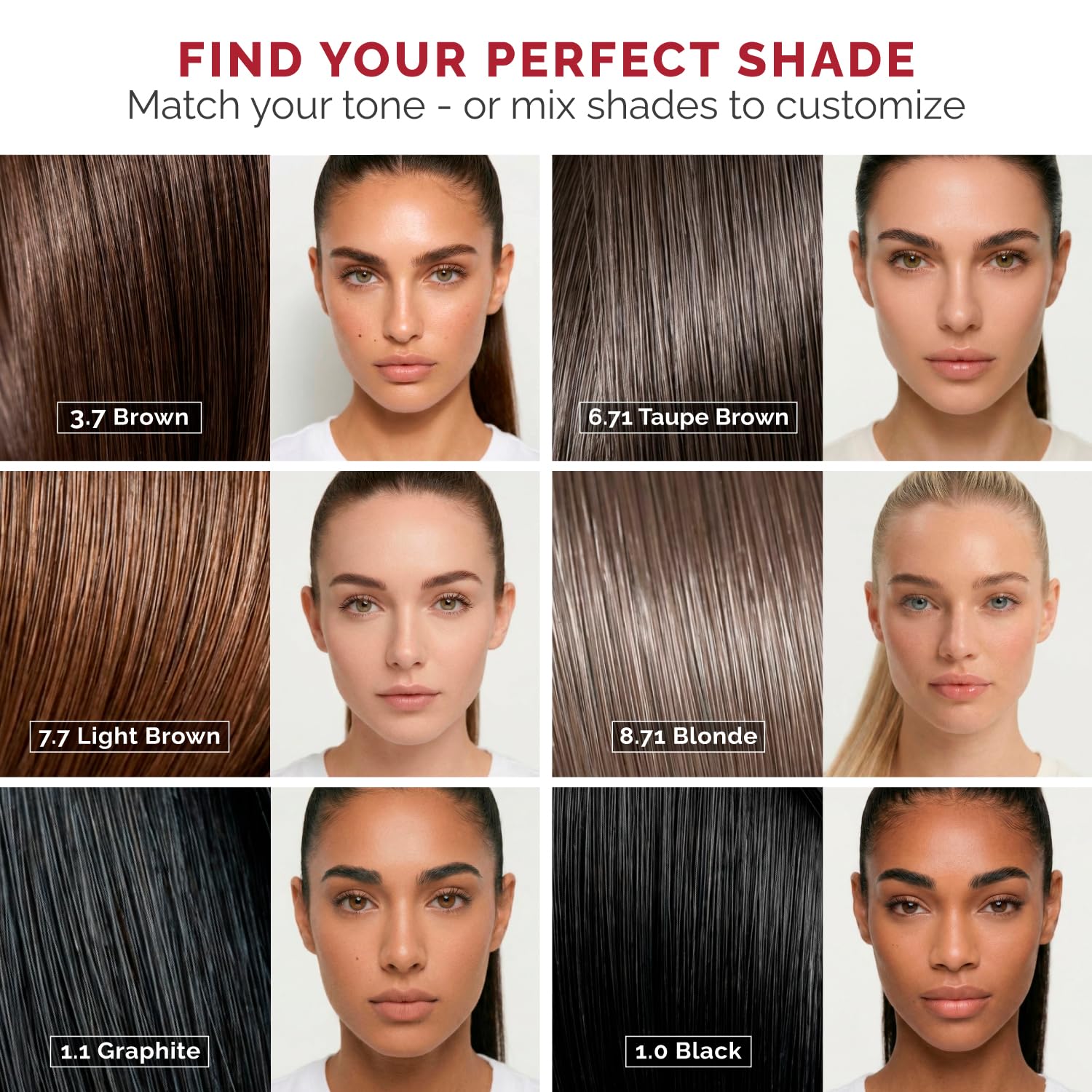 Detalle de Renata Beauty Tint Kit (Brown) — Cream Hair Dye for Spot Coloring, Gray Coverage, Long-Lasting Up to 4 Weeks
