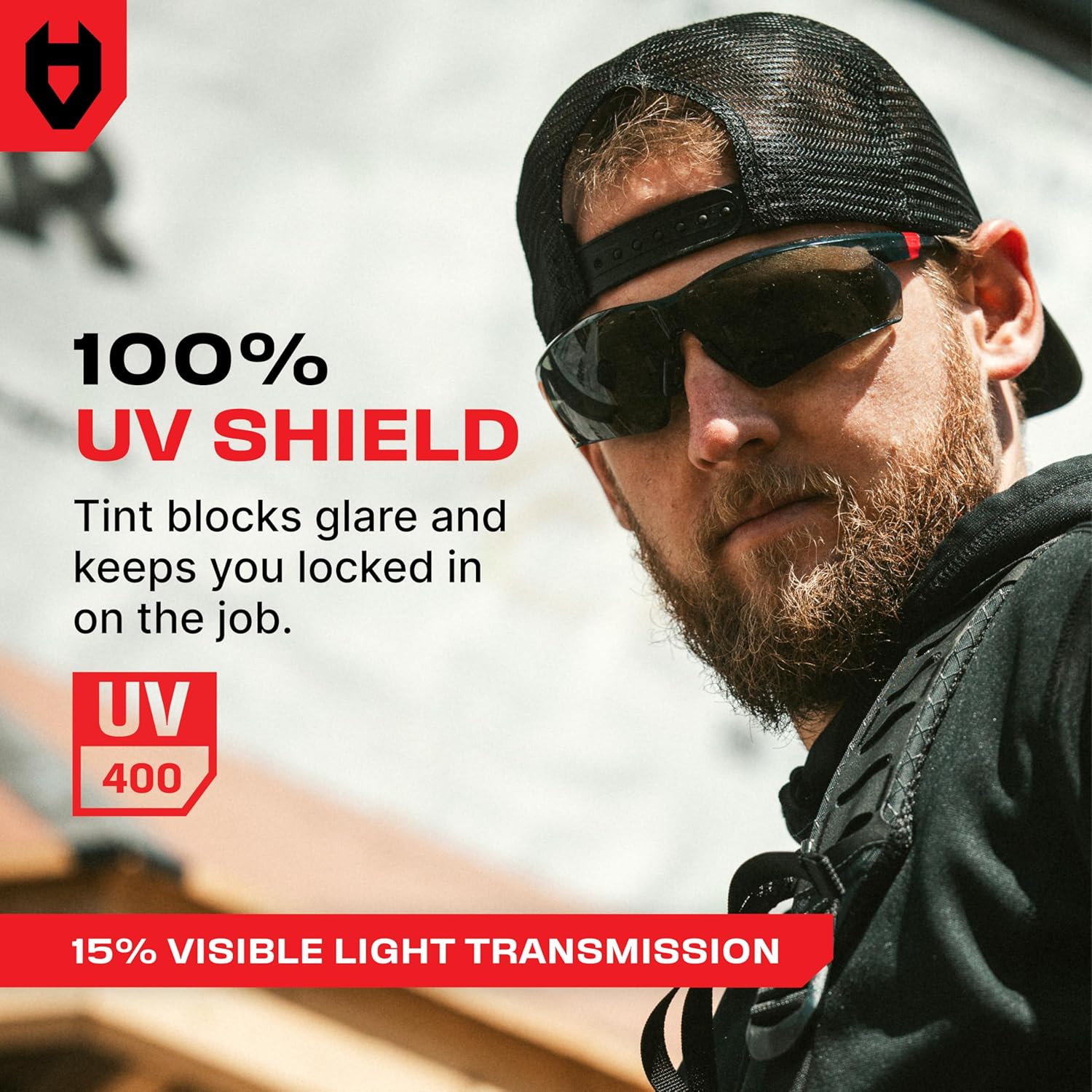 Thumbnail 4 de NoCry Safety Sunglasses with Green Tinted Wraparound Lenses (Black & Red) – UV400 PPE eye protection