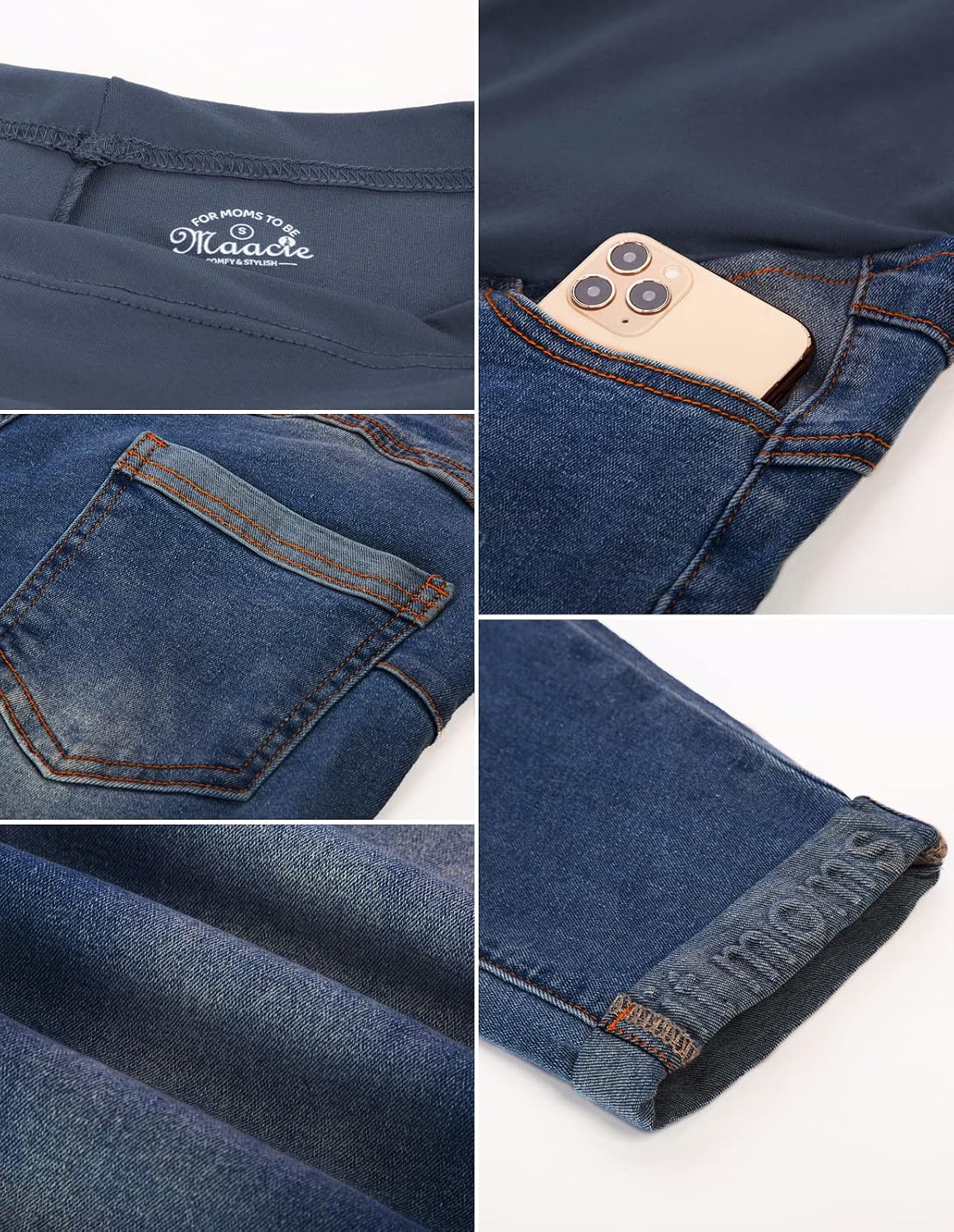 Detalle de Maacie Maternity Pants Long Elastic Jeans for Pregnancy