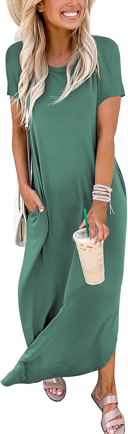Detalle 2 de ANRABESS Women's Summer Maxi Dress: Loose Fit, Short Sleeves, Beach-Ready Sundress