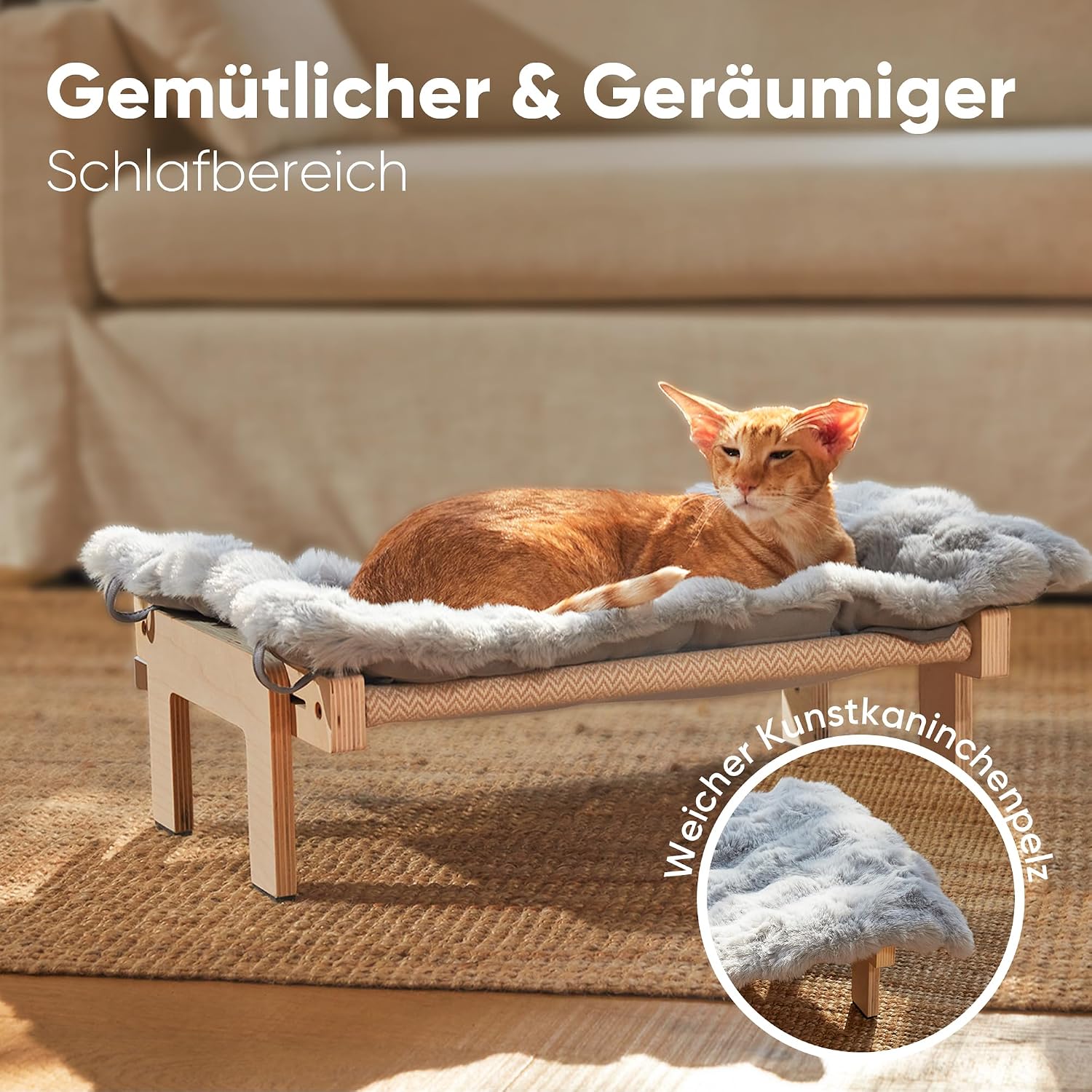 Thumbnail 1 de FUKUMARU Katzenhängematte – Fensterbank- und Bodenablage für große Katzen, verstärktes Holz-/Metallprofil