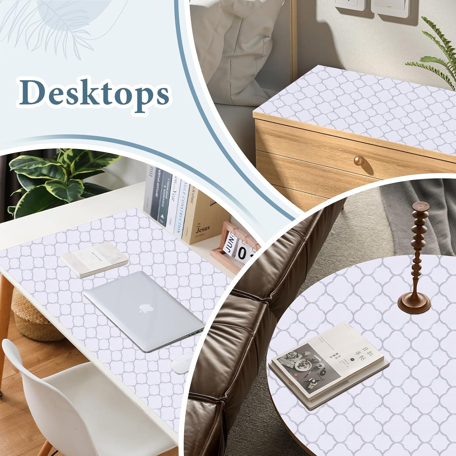 Thumbnail 5 de Shelf Drawer Liners for Kitchen Cabinets Non-Adhesive: Thickened PVC with Gold Quatrefoil Pattern (17.3 x 236.2 Inches)