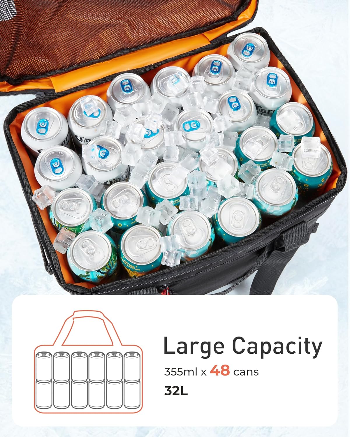 Detalle de TOURIT Soft Sided Cooler Bag (48/60 Cans) — Large Collapsible, Leakproof Insulated Ice Chest for Picnic, Beach, Camping