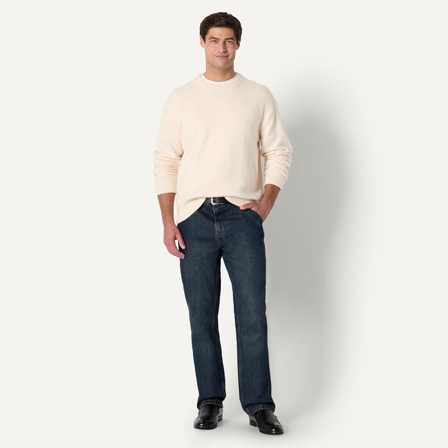 Detalle de Amazon Essentials Men's Relaxed-Fit Cotton Blend Textured Crewneck Pullover Sweater