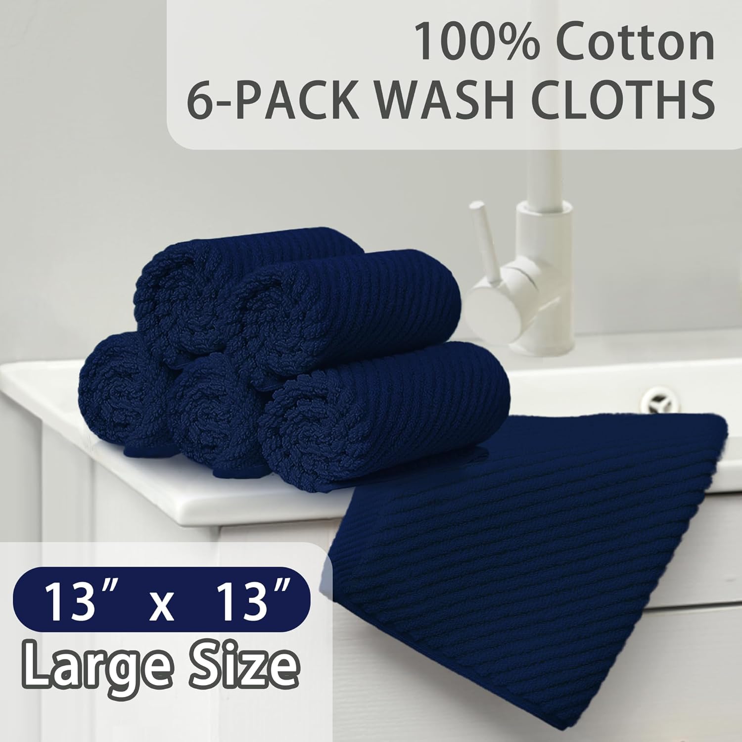 Detalle de Wash Cloths for Your Face 13" 6-Pack 🧻