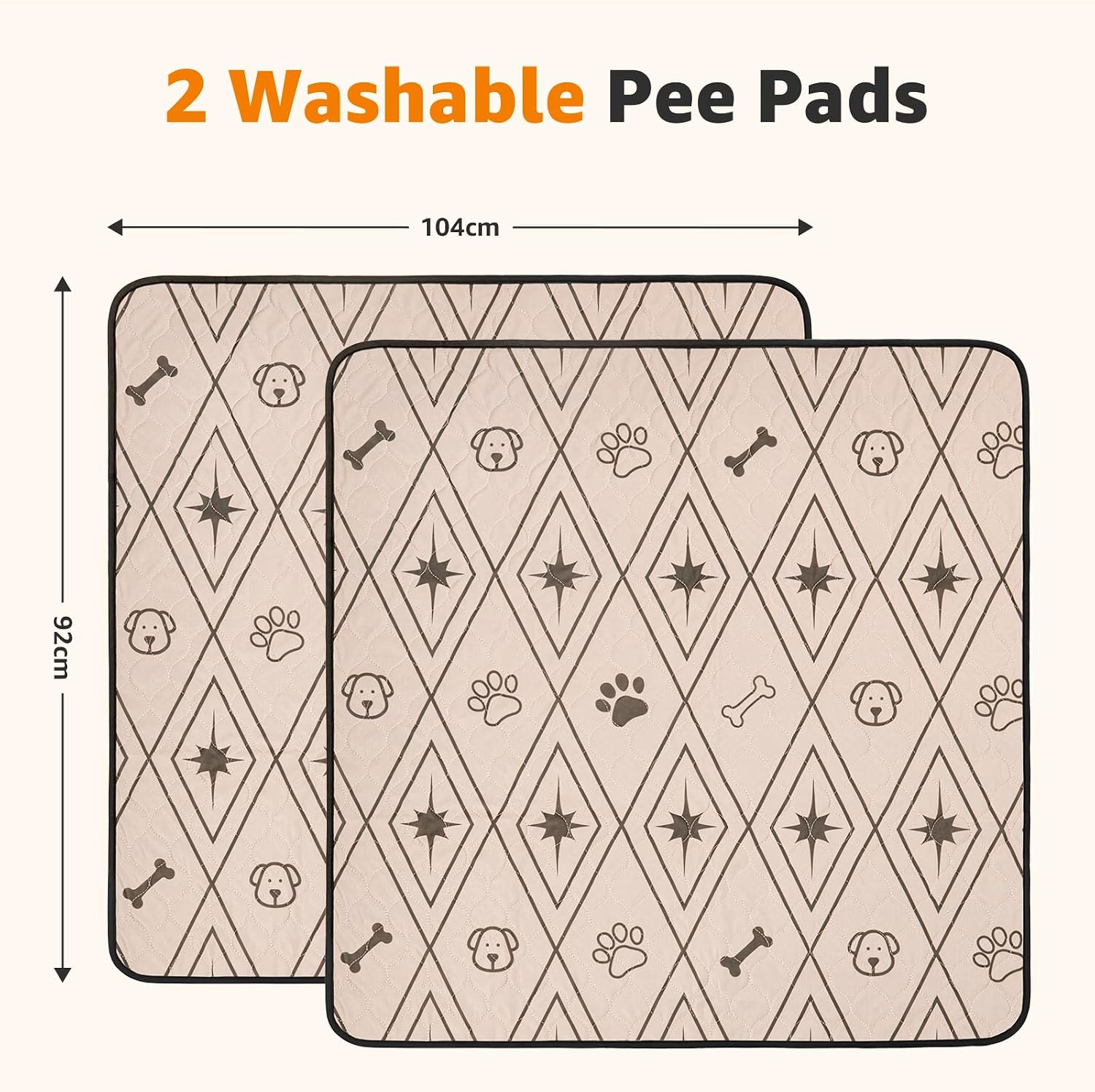 Detalle de LOOBANI Washable Puppy Pads (2 Pack) 92x104cm – Super absorbent, leak-proof reusable training mats