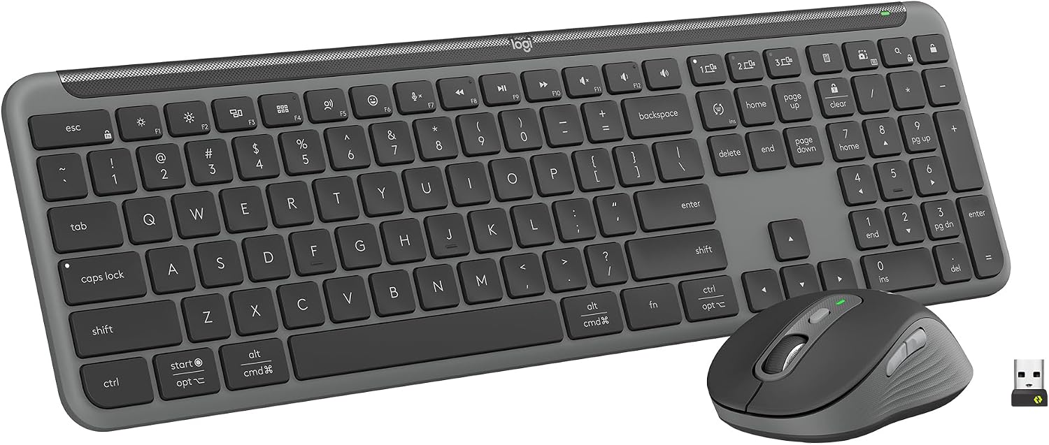 Detalle de Logitech MK955 Signature Slim Combo 920-012469, Quiet Wireless Keyboard and Mouse