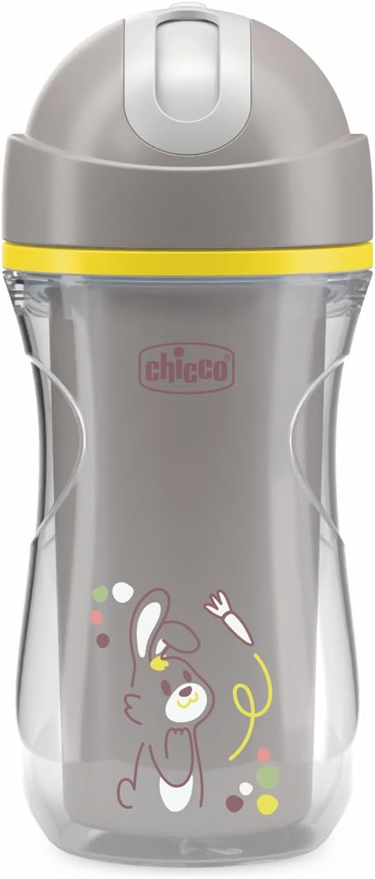 Detalle de Chicco Sport Cup: Bicchiere Antigoccia in Silicone per Bambini 14+ Mesi, 266 ml con Cannuccia Flessibile e Isolante