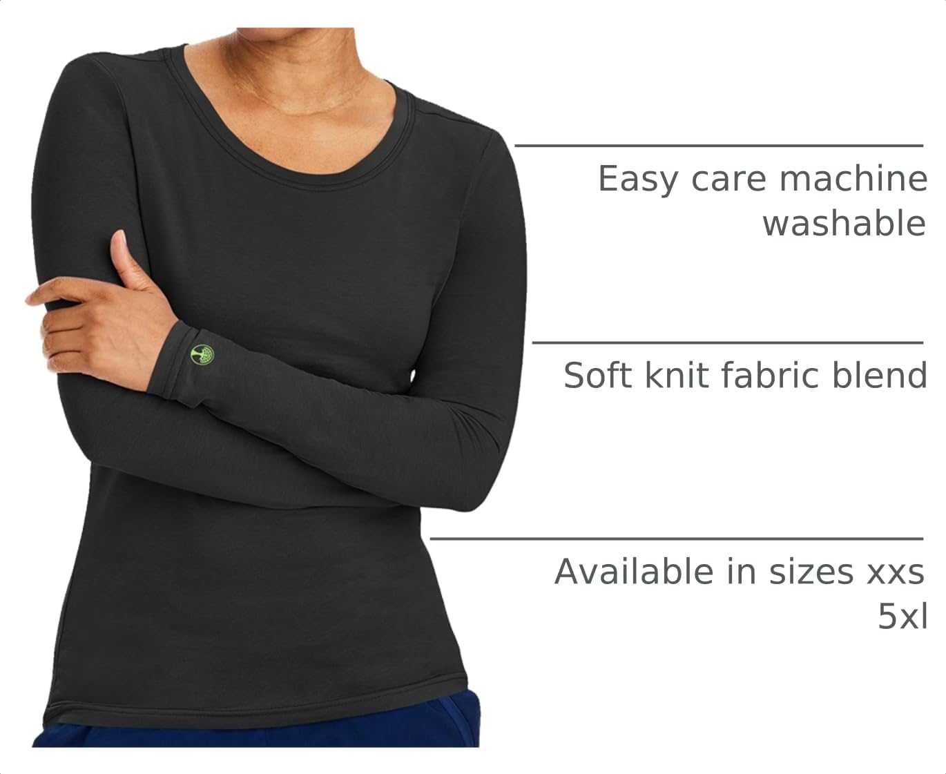 Detalle 2 de Healing Hands Melissa 5047 Long Sleeve Underscrub Top, Cotton Blend Knit