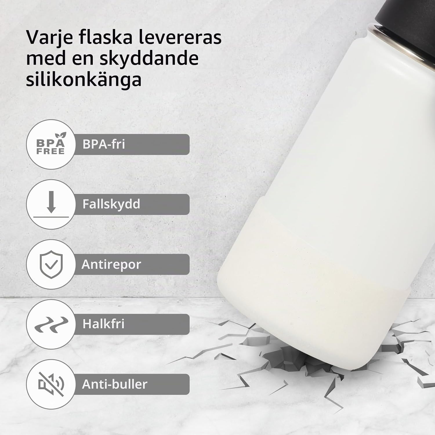 Detalle de Volhoply 14oz isolerad barnflaska i rostfritt stål med sugrörslock