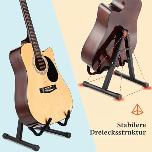 Detalle 2 de CAHAYA Gitarrenständer A-Frame Faltbar Stabil – universal aus Metall für Gitarre, Bass, Ukulele