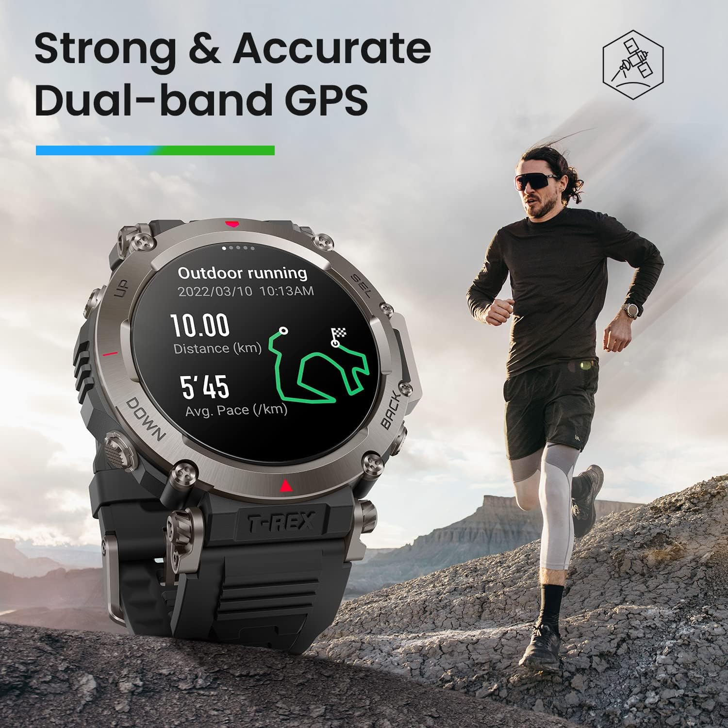 Detalle de Amazfit T-Rex Ultra Smartwatch for Men – Route Navigation, 6 Satellite Positioning Systems