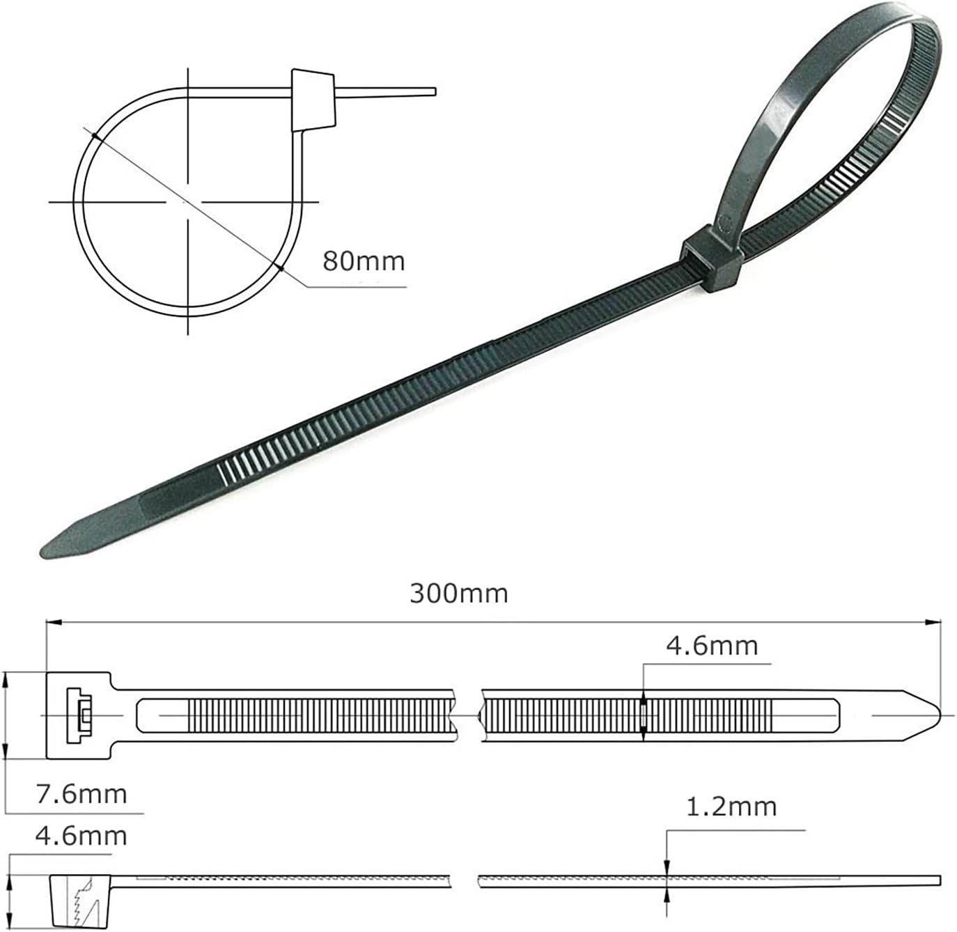 Detalle 2 de Beeway Cable Ties 300mm 250 pack