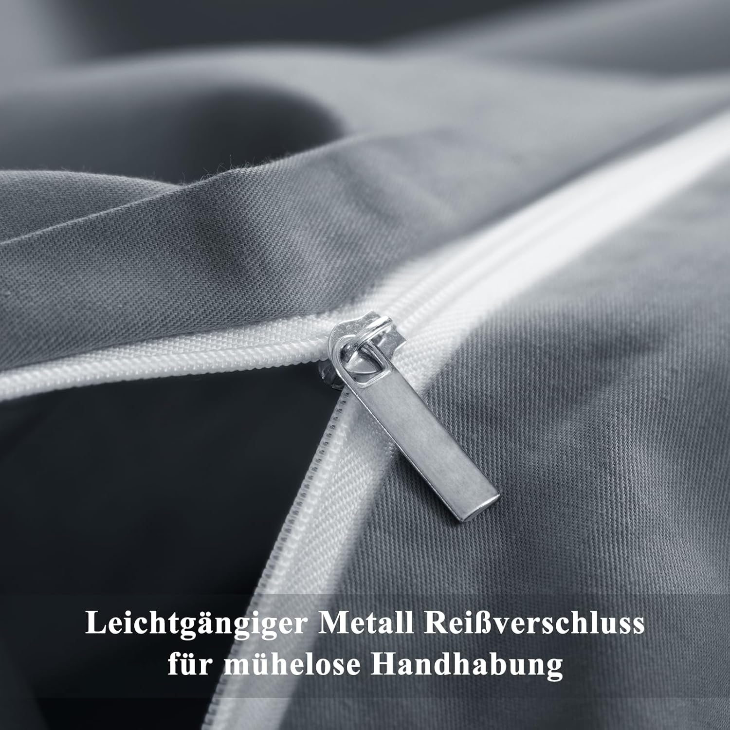 Thumbnail 5 de Aisbo Bettwäsche 155x220 Baumwolle Grau (mit Kissenbezug 80x80 cm) – Oeko-TEX Set mit Reißverschluss