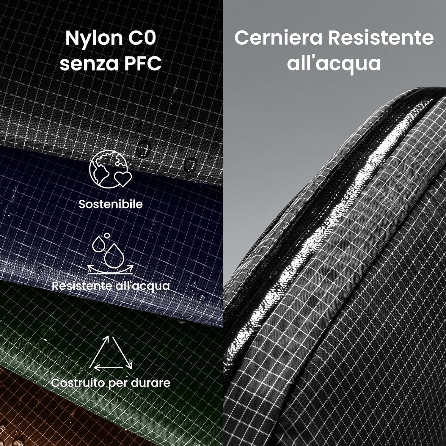Detalle de tomtoc T12 New Techpouch UK Plaid nero (S) – organizer snello per accessori e dispositivi