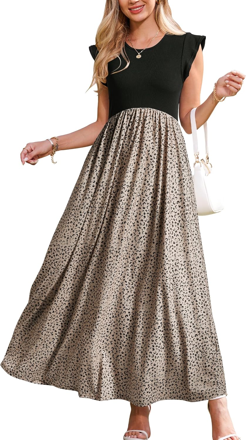 Thumbnail 6 de OUGES Sommerkleid Damen Lang Rüschen Maxikleid – Elegantes Sommerkleid mit Taschen