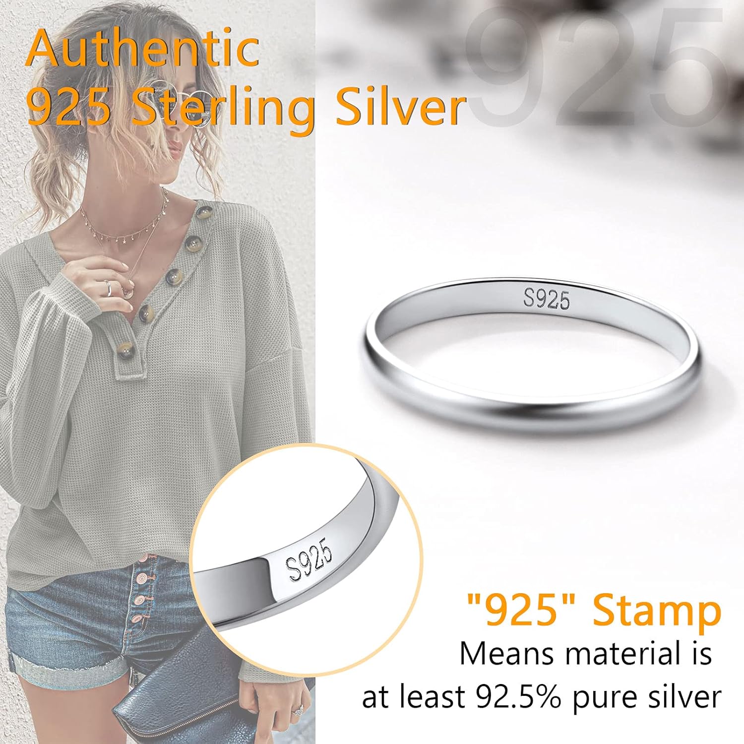 Thumbnail 4 de PROSILVER Bague Femme Fine 2mm/3mm en Argent Plaqué Or Blanc/Rose – Alliance Entrelacée Personnalisable