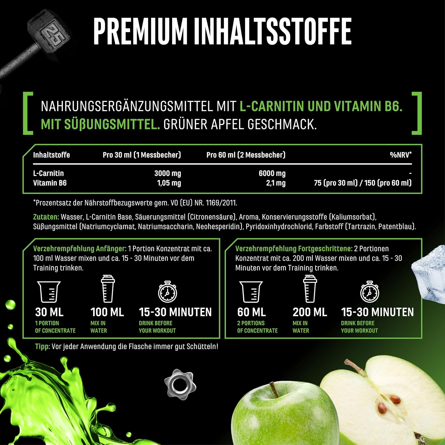 Detalle de L-Carnitine 6000 Liquid (Cherry Madness) – 1.000 ml Extra hochdosiert mit 6.000 mg L-Carnitin pro Tagesportion